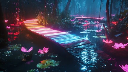 Neon Path with Enchanted Forest.