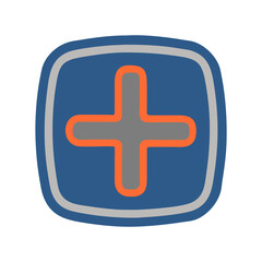 Fototapeta premium Stylized plus sign icon in blue, gray, and orange colors