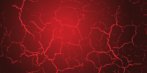 striking red and black cracked texture background, resembling molten lava or fractured earth. The glowing cracks create a dramatic and intense visual effect.