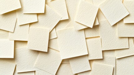 A close-up view of many blank square papers.
