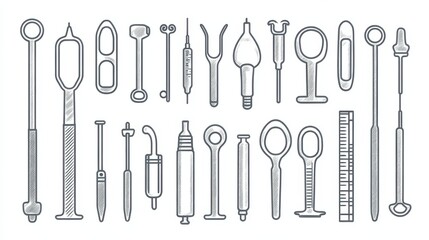Surgical instruments vector line icon isolated on white background. Surgical instruments line icon for infographic, website or app. Scalable icon designed on a grid system. illustration , no logos, n