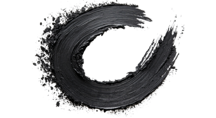 Png of A bold black brushstroke creates a striking circular shape against a white background, emphasizing artistic creativity and elegance.