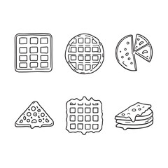 Set of 6 pcs Different type of     'Waffles'      clear vision Simple line art on white background (1).eps