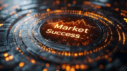 A staircase of data visualizations leading to the peak of market success