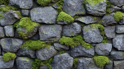 Weathered Brick Wall with Moss and Texture for Background Design