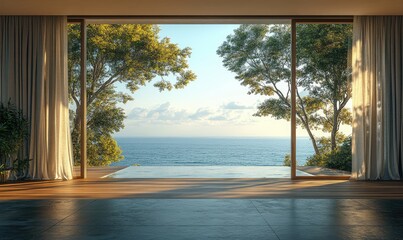 Tranquil interior view showcasing ocean panorama.