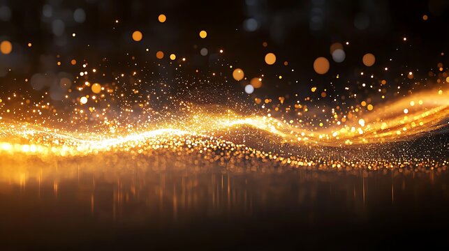 Captivating golden light effects abstract background digital art energetic vibe wide angle visual harmony