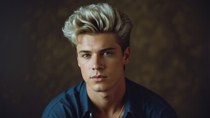 Moody Retro '90s Actor Headshot – Frosted Tips in Dark Studio Aesthetic