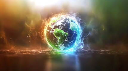 Global climate change impact earth in crisis digital art nature abstract visual concept