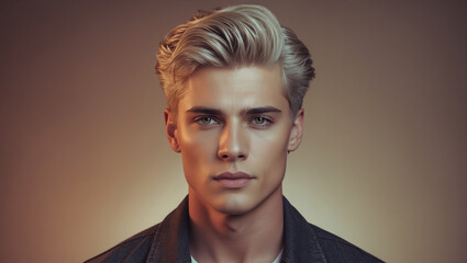 Sepia-Toned '90s Actor Headshot – Vintage Frosted Tips Portrait in Warm Studio