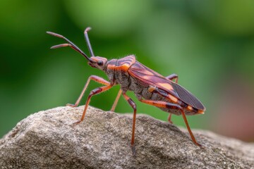 Striped Insect on Rock: A Detailed Macro Photograph