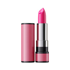 Fototapeta premium Pink lipstick tube and cap isolated on transparent background