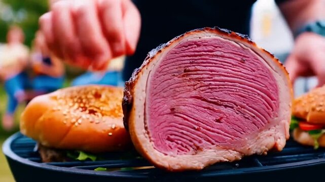 Grill Master: Slow-Mo Tenderloin Sizzle at the Picnic


