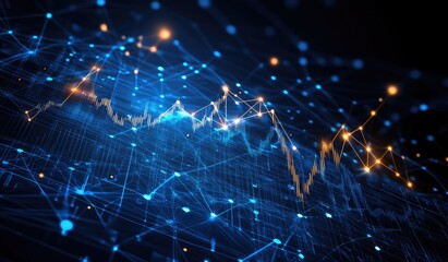 Abstract digital chart with interconnected nodes
