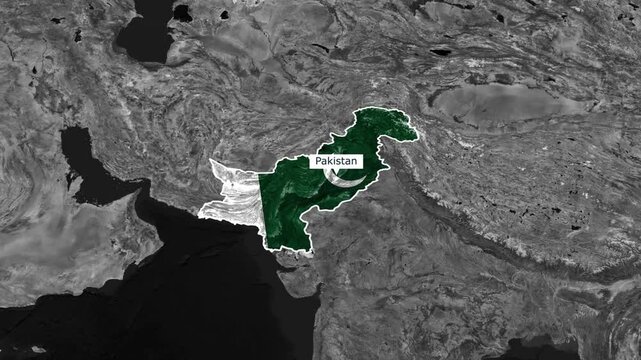 Pakistan map animation with geography ,4k map, pakistan video, map animation