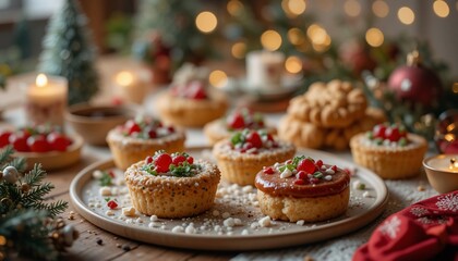 Delicious Festive Mini Cakes with Cranberries Caramel for Christmas