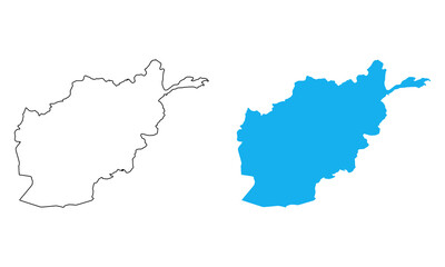 Obraz premium afghanistan Country Map. Blue silhouette and outline isolated on white background