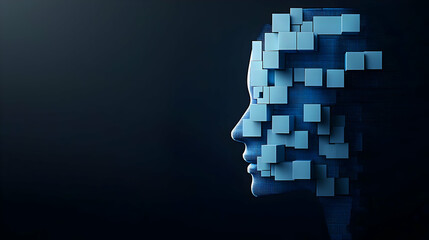 Abstract Futuristic Profile Of A Pixelated Human Head