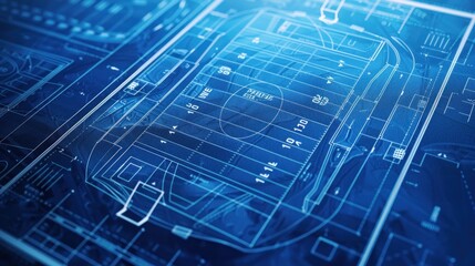 Futuristic football field blueprint