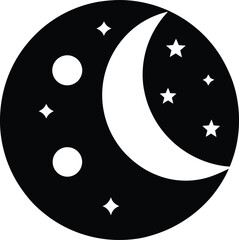 Crescent and Full Moon Phases Icon Vector Illustration