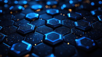Close-up view of a futuristic hexagon pattern.