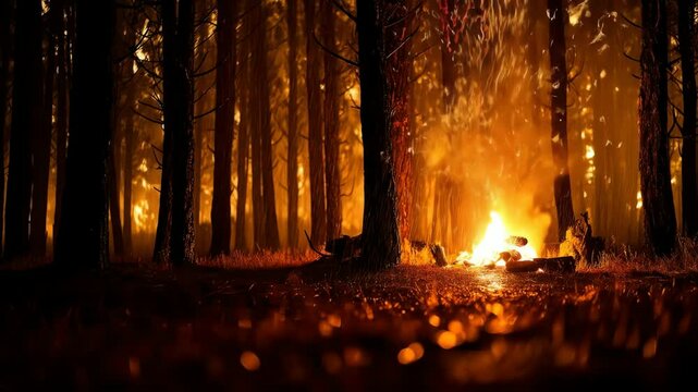 Forest fire creates an infernal glow