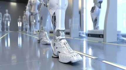 Futuristic robots walking