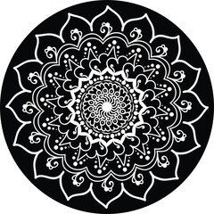 Decorative ornamental rangoli design in many colors. Unique beautiful mandala design made with rangoli colors.
