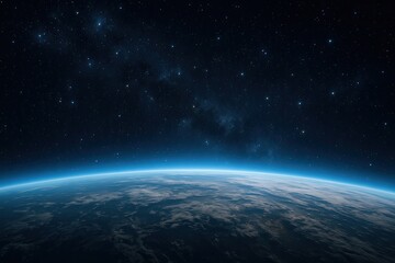 Fototapeta premium Stunning View of Earth and Stars from Space at Nighttime