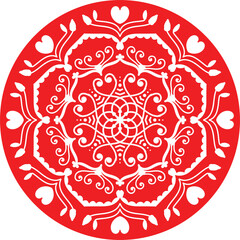 Decorative ornamental rangoli design in many colors. Unique beautiful mandala design made with rangoli colors.