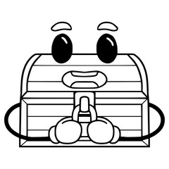 treasure chest character illustration hand drawn outline vector