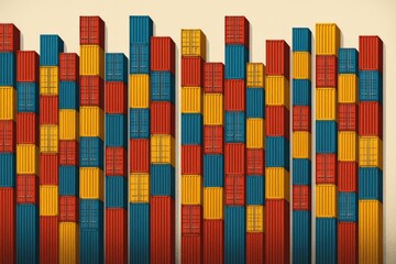 Colorful Stacked Shipping Containers Abstract Art Composition