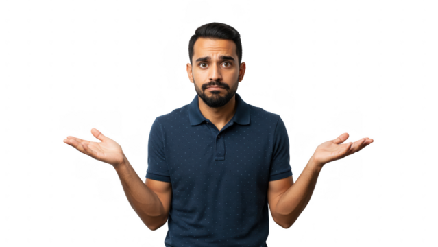 Puzzled man transparent background