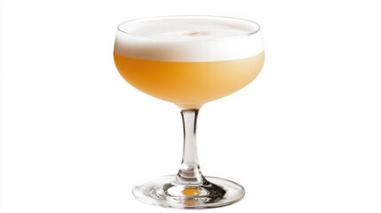 Hand-Painted Watercolor Illustration of a Whiskey Sour Cocktail, Isolated on White Background