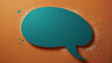 Abstract Teal Speech Bubble on Orange Background