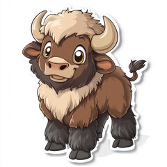 Obraz premium Cute cartoon yak, a whimsical depiction of a young animal.