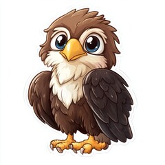 Naklejka premium Cute cartoon depiction of a young bird of prey.