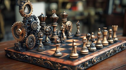 Ornate steampunk chess set (1)