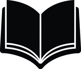 Open Book Silhouette Icon Vector Illustration