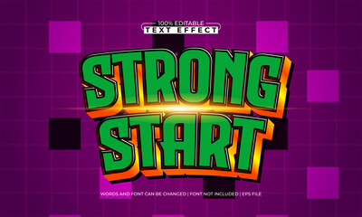 strong start editable text effect with a superhero and kids text style