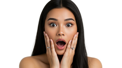 Fototapeta premium Surprised woman transparent background