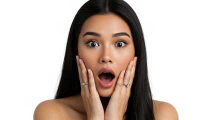 Surprised woman transparent background