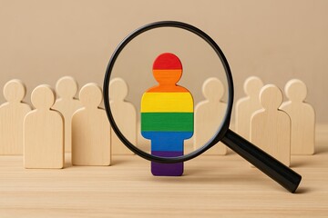 Colorful figure symbolizing diversity and inclusivity through a lens