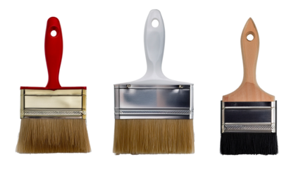 group of paint brushes in three sizes isolated on white