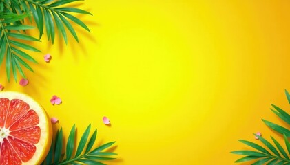 Bright summer sale banner, vibrant yellow and orange color scheme, perfect for online promotions , web, discount