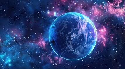 Obraz premium Planet in a vibrant nebula