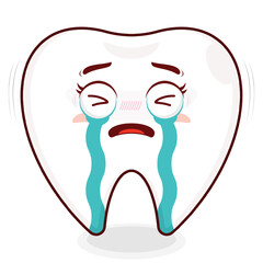 tooth crying face cartoon cute