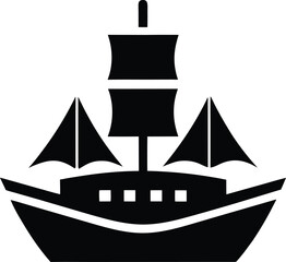 Ship Silhouette Icon Vector Illustration