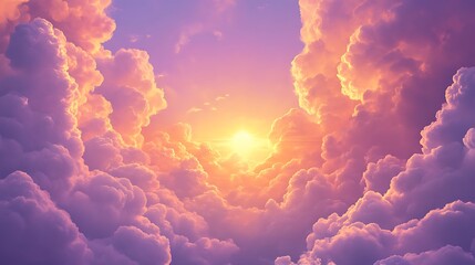 Heavenly Sunset with Cloudscape, and Light.