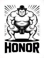 Fototapeta premium Monochrome illustration of mountain pathway leading to text, framed by clouds, in bold line art